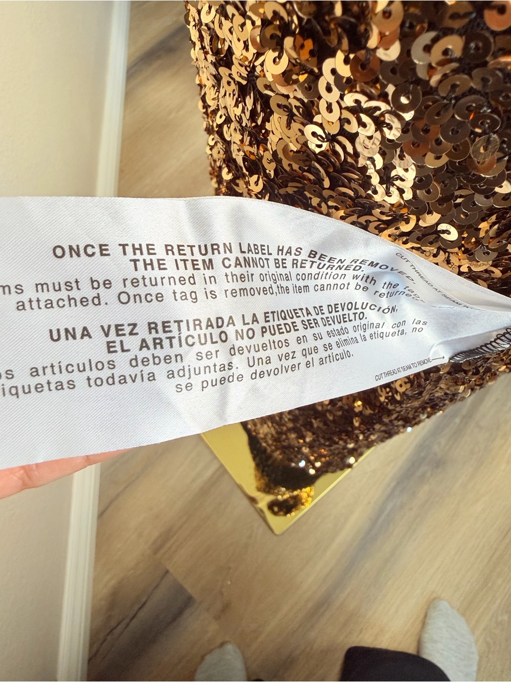 NWT Dress the Population Gold Sequin Midi Dress w Side Slit and Short Sleeves, L - Picture 9 of 13